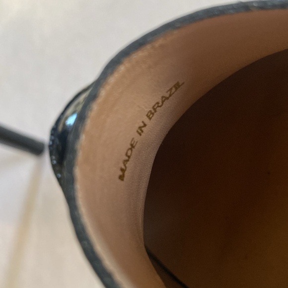 POUR La VICTOIRE Black Patent Leather Platform Loafer Heels Size 7.5 - Picture 5 of 9